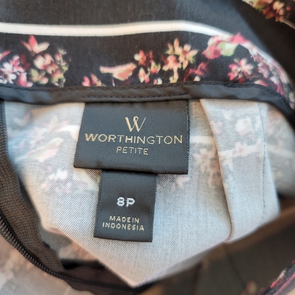 💕Worthington Black Pencil Skirt with Floral & Birds Print Women's Size 8 Petite - Picture 10 of 10